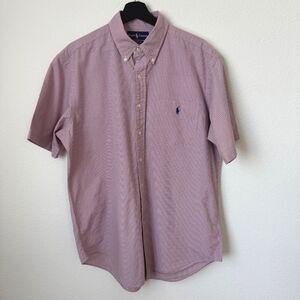 Ralph Lauren Classic Fit Men's Plaid Short Sleeves Button Down Shirt, Large